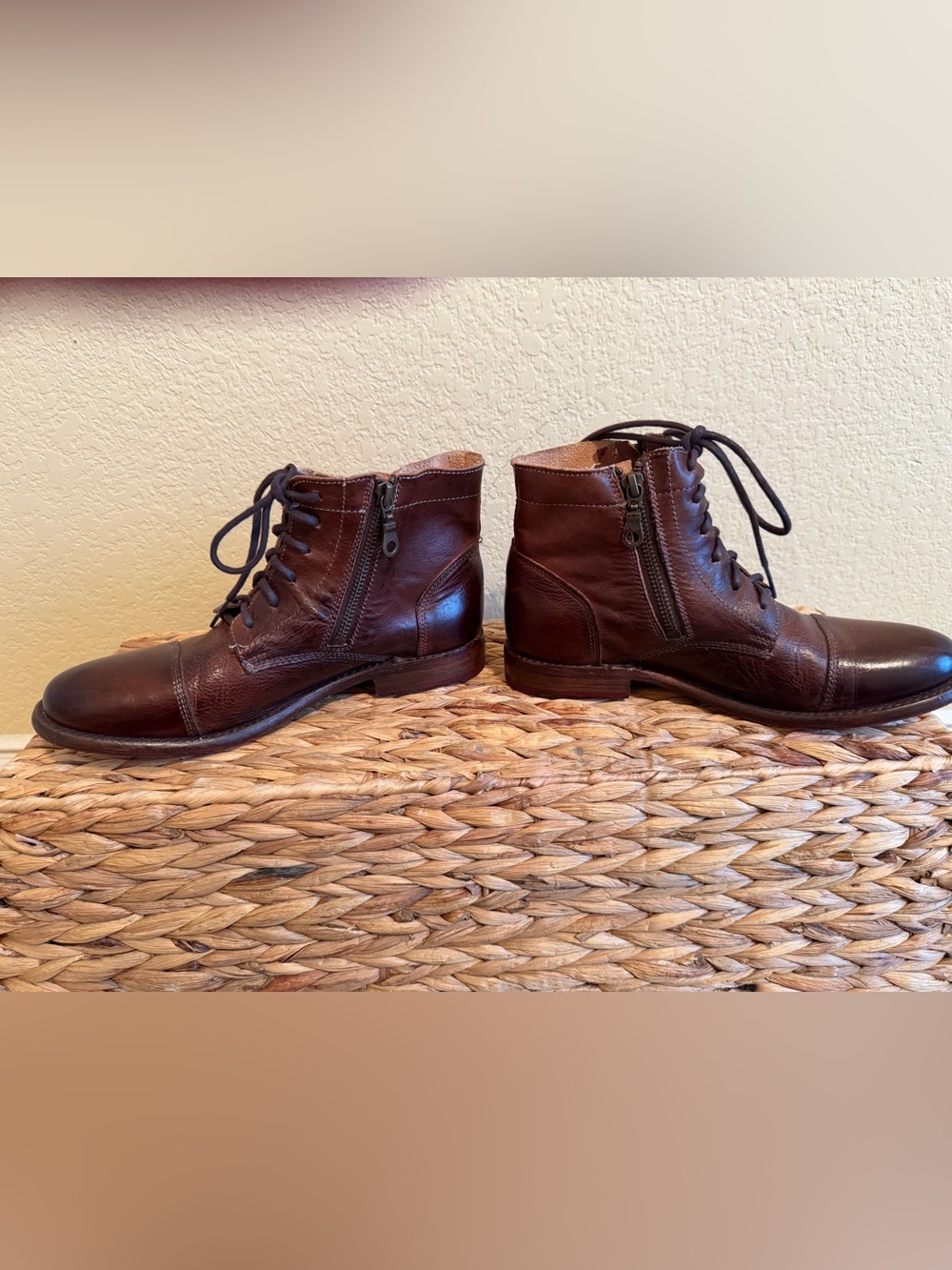 Bed Stu Bonnie Dark Brown Lace-Up Leather Ankle Booties
